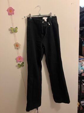 Black High-Waist Straight Leg Pants